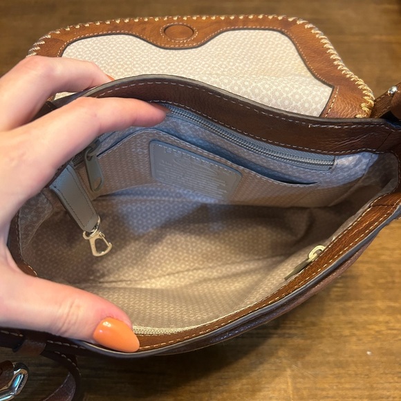 Brighton Vintage Colton Flap Saddle Bag Crossbody Aztec Brown Leather Purse - Picture 8 of 13